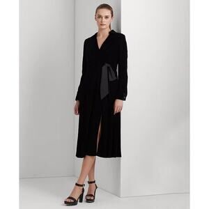 Lauren Ralph Lauren Women's Velvet Surplice Midi Dress Black Size 6 NWT